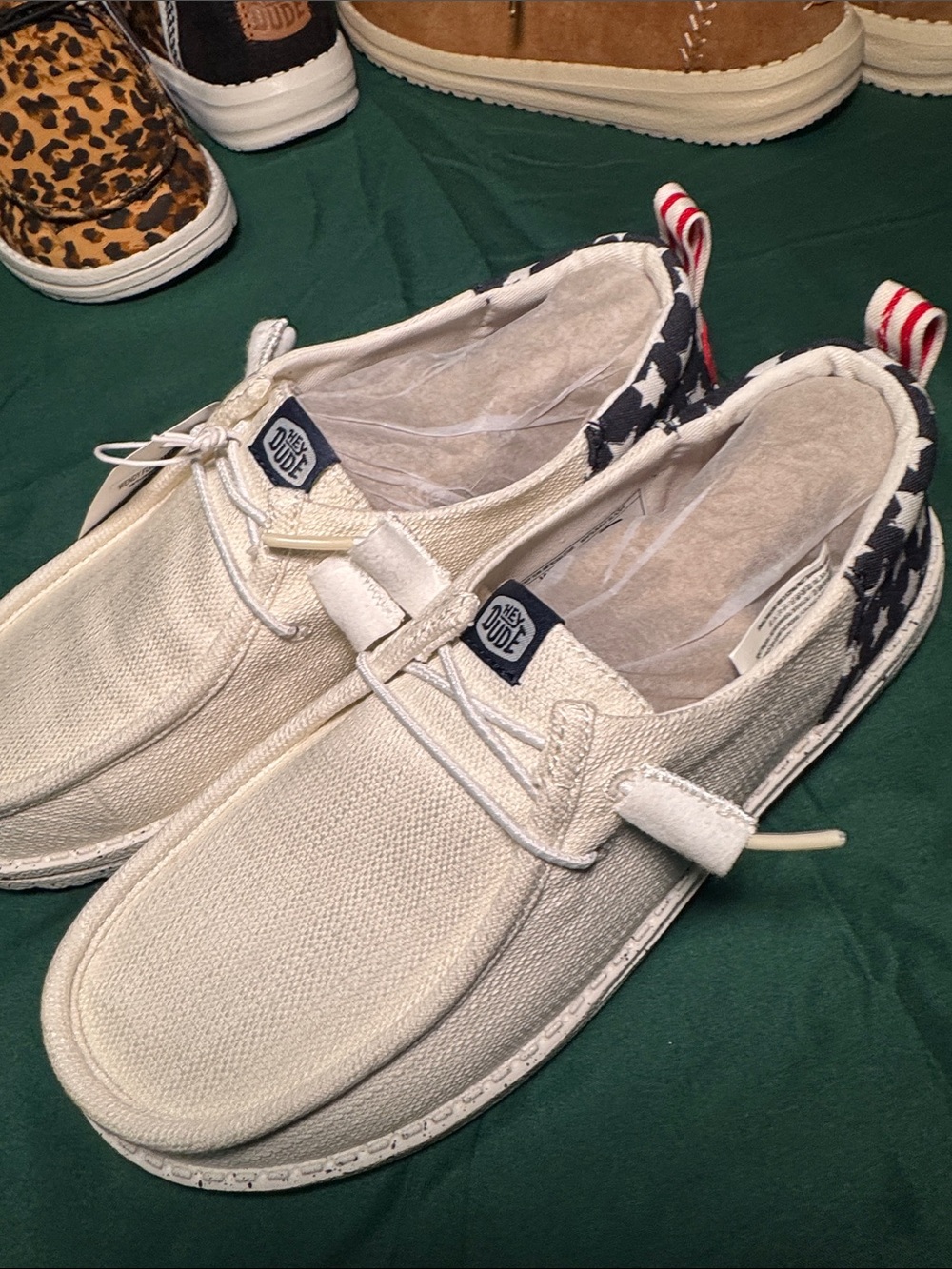 NWT SZ 7 Hey Dude Women Wendy Funk Americana Stars Slip Ons